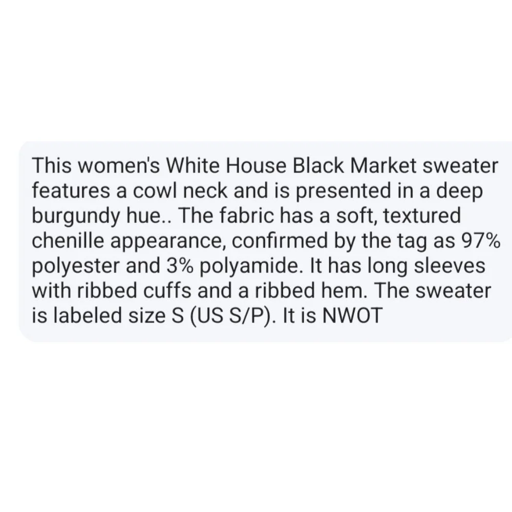 White House Black Market Burgandy Cowl Neck Chenille Sweater Size S New - Picture 11 of 12